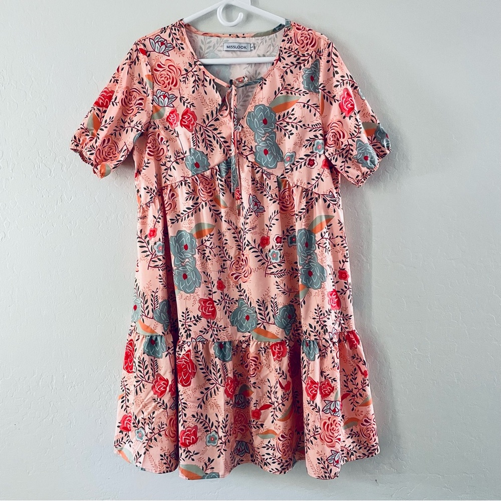 ✨SOLD✨Misslook Bohemian Floral Pink Dress Size Large